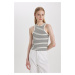 DEFACTO Slim Fit Striped Barbell Neck Ribbed Camisole Undershirt