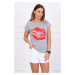 Blouse with grey lip print