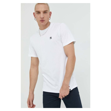 Bavlnené tričko 47 brand MLB New York Yankees biela farba, s nášivkou, BB017TEMBRT564977WW