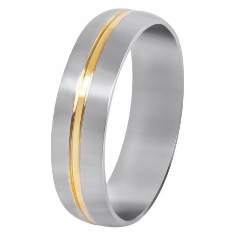 Troli Oceľový prsteň so zlatým prúžkom 55 mm