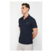 Trendyol Navy Blue Regular Cut Embroidered Textured Polo Neck T-Shirt