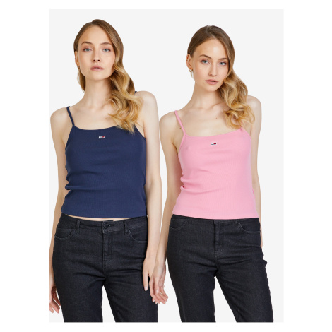 Set of two women's tank tops in pink and dark blue Tommy Jeans - Women Tommy Hilfiger