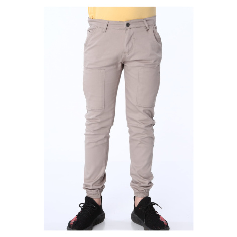 Boys' beige trousers with elastic band FASARDI