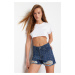 Trendyol Dark Blue Jewelled Denim Shorts & Bermuda