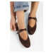 Shoeberry Women's Fiesty Brown Suede Double Strap Ballerinas