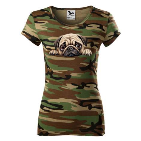 Dámské tričko s potlačou Mops  - tričko pre milovníkov psov