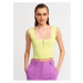 Dilvin 10197 Square Collar Zippered Knitwear Singlet-lime