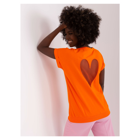 Orange blouse with transparent insert