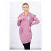 Dress with decorative ruffles and hood dark pink