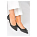 Fox Shoes Black Satin Fabric Low Heeled Women's Shoes