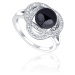 JwL Luxury Pearls Očarujúce prsteň s čiernou perlou a zirkónmi JL0760 54 mm