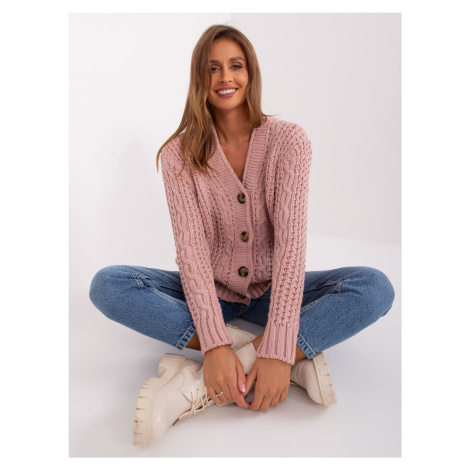 Light pink cardigan with cables