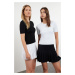 Trendyol Black-Ecru Basic Short Sleeve Double Pack Knitwear Thin Blouse