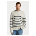 SVETER GANT STRIPED CABLE C-NECK biela