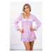 Dress with decorative ruffles in purple color