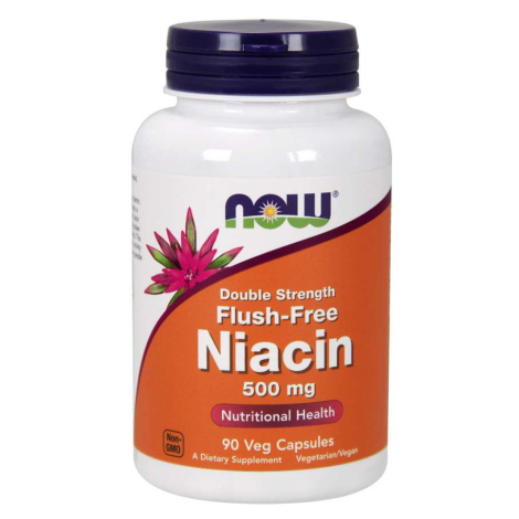 NOW® Foods NOW Niacin Flush-free, 500 mg (Double Strength), 90 rastlinných kapsúl