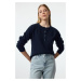 Trendyol Navy Blue More Sustainable Soft Texture Wide Pattern Basic Knitwear Sweater