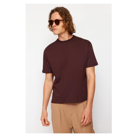 Trendyol Brown Relaxed/Comfortable Cut Back Patch Detailed Printed 100% Cotton T-shirt