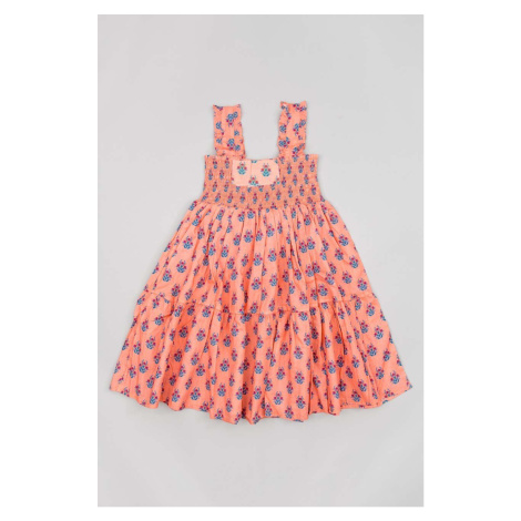 Dievčenské bavlnené šaty zippy ružová farba, mini, áčkový strih