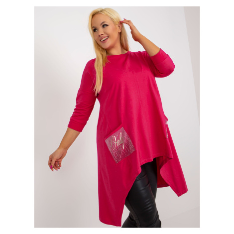 Larger size fuchsia long blouse with pockets