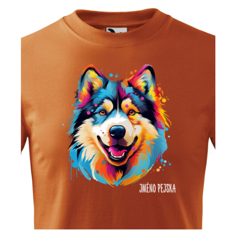 Dětské tričko s potlačou plemena Aljašský malamut s voliteľným menom