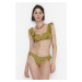 Trendyol Green Ruffle Detailed V-Cut Bikini Bottom