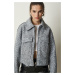 Happiness İstanbul Women's Gray Melange Wide Pocket Boucle Coat