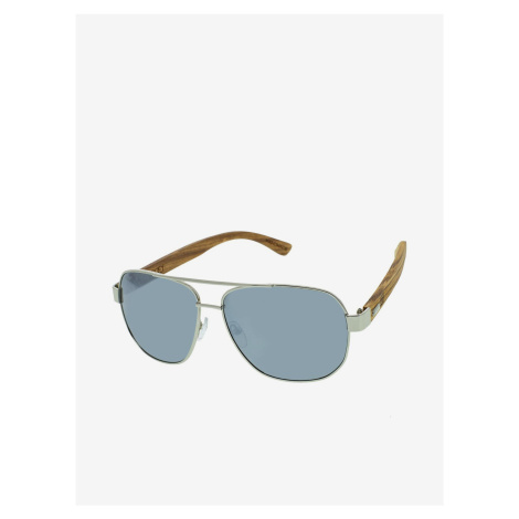 VeyRey Drevené slnečné okuliare pilotky Pent strieborné sklá