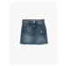 Koton Mini Denim Skirt with Pockets, Tassels at the Hem, Button Fastening, Adjustable Elastic Wa