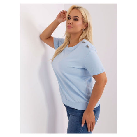 Light blue cotton blouse larger size