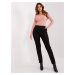 Black high-waisted fabric trousers
