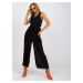 Black overall with wide pleated legs