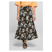 Women's viscose midi skirt black tropical