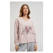 Women's sweatshirt with print and tie MOODO - pink