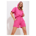 Trend Alaçatı Stili Women's Fuchsia Hooded Top And Shorts Bottom Top Set