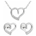 Sada šperkov so zirkónom náušnice a náhrdelník biele srdce 19009.1