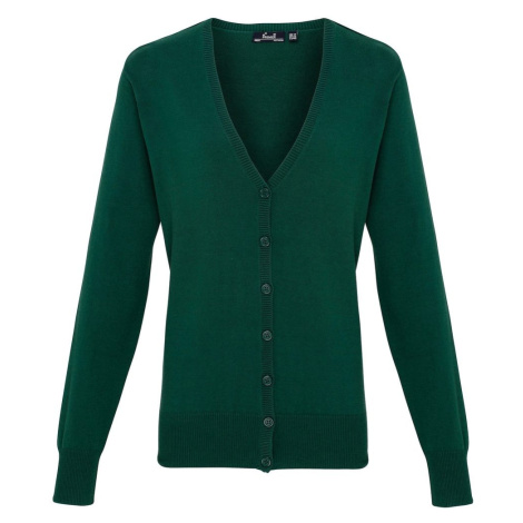 Premier Workwear Dámsky sveter so zapínaním - Fľaškovo zelená