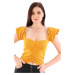 Z2008 DEWBERRY LADIES' CROP BLOUSE-MUSTARD