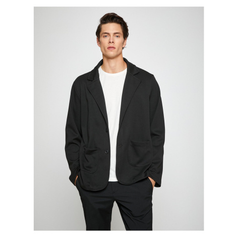 Koton Basic Jacket Wide Collar with Button Detailed Pockets.