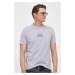 Bavlnené tričko Calvin Klein fialová farba, s potlačou