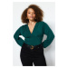 Trendyol Curve Emerald Green V Neck Sandy Knitted Blouse