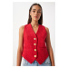 Happiness İstanbul Women's Red Metal Button Detailed Cuff Vest