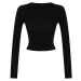 Trendyol Black Premium Viscose Crew Neck Crop Flexible Knitted Blouse