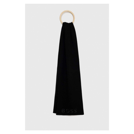 Vlnený šál BOSS Lyaran čierna farba, jednofarebný Hugo Boss