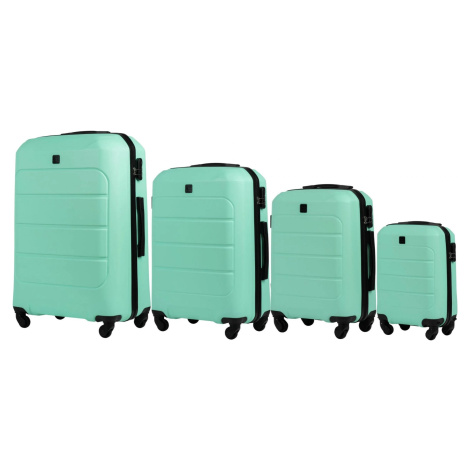 Mintová sada 4 škrupinových kufrov GAN01, Luggage 4 sets (L, M, S, XS) Wings, Light Green