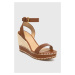 Kožené sandále Lauren Ralph Lauren 802884124002 dámske, hnedá farba, na kline