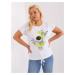 Larger size cotton blouse in white and lime