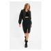 Trendyol Black Slit Midi Denim Skirt