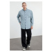 Trendyol Mint Regular Fit Denim Shirt with Snap Fasteners