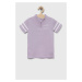 Dievčenské bavlnené šaty Guess fialová farba, mini, rovný strih
